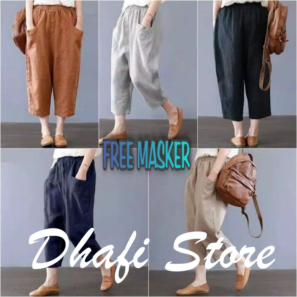 Celana Wanita Jumbo Melar Bahan Kombed Premium