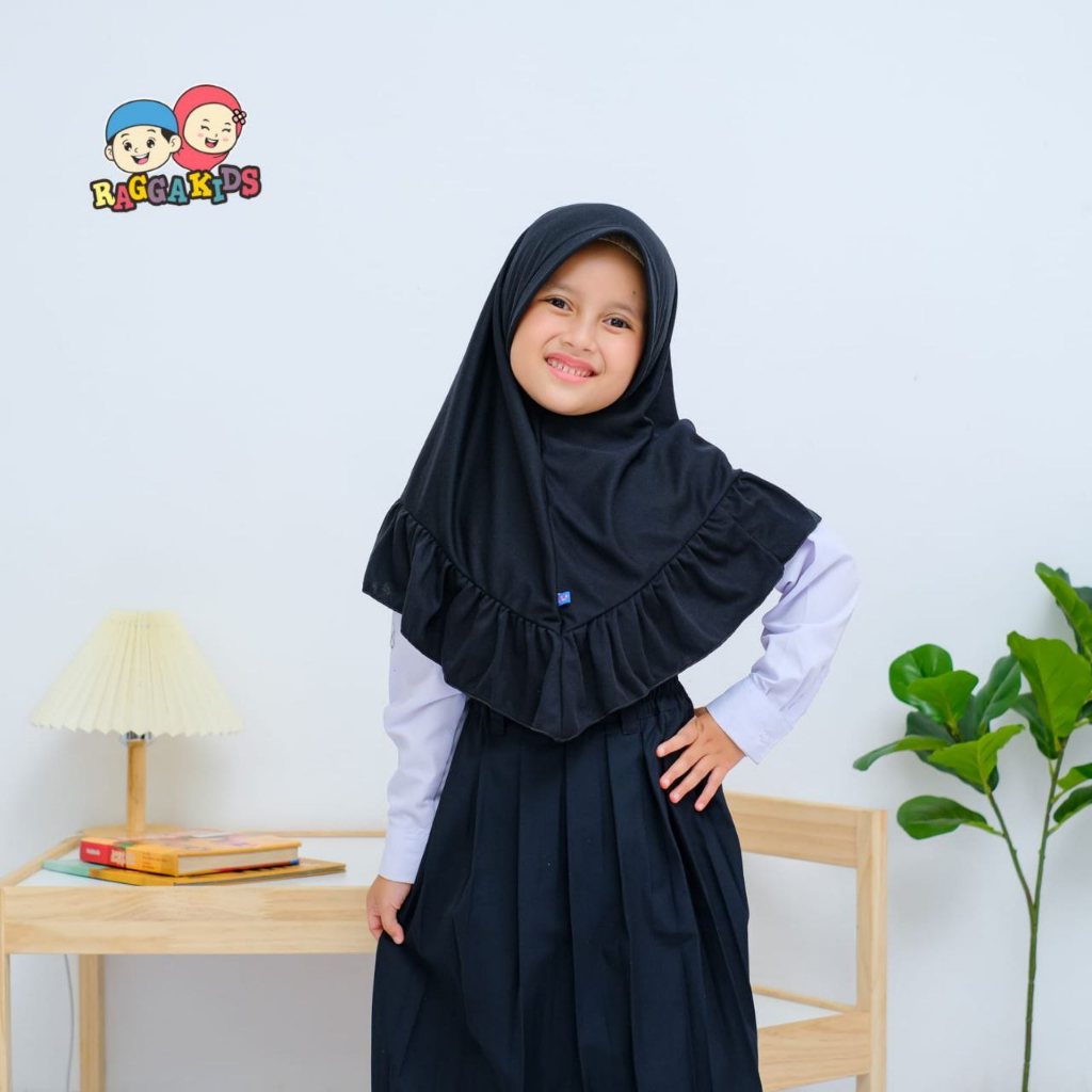 kerudung anak sekolah Raggakids | Jilbab Aisyah | Hijab sekolah bahan Kaos Soft PE size 2 tahun - Remaja - Dewasa