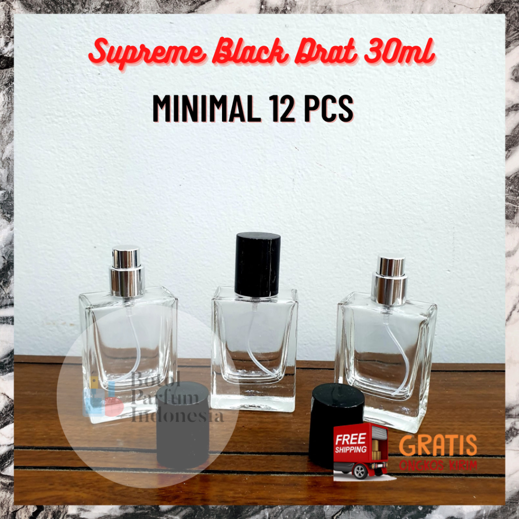 BOTOL PARFUM SUPREME BLACK 30ML DRAT PUTAR - BOTOL PARFUM KOSONG SUPREME BLACK - BOTOL PARFUM KACA 3