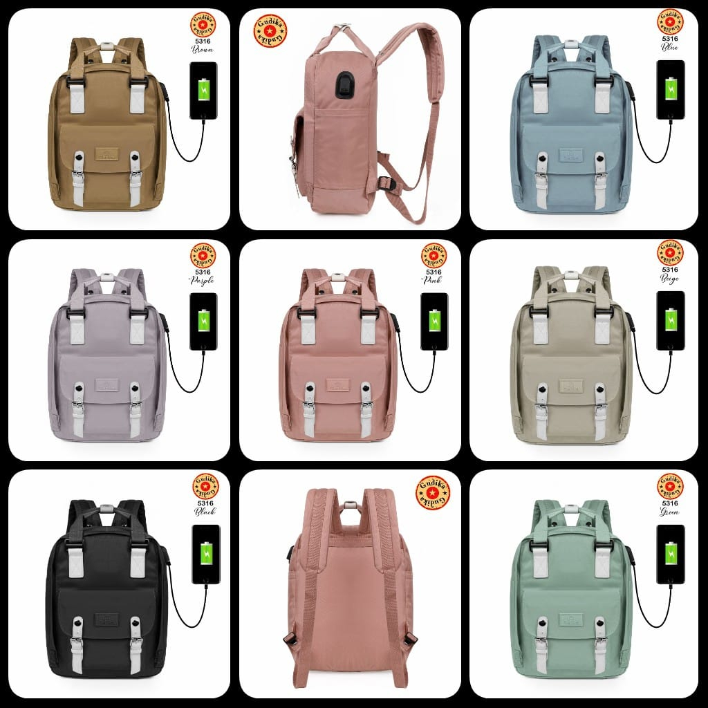 Tas GUDIKA Dougnut 5316 Backpack Waterproof Wanita Tas Ransel Laptop Anti Air Import Original | Ransel Cewek | Ransel Perempuan | Tas Wanita