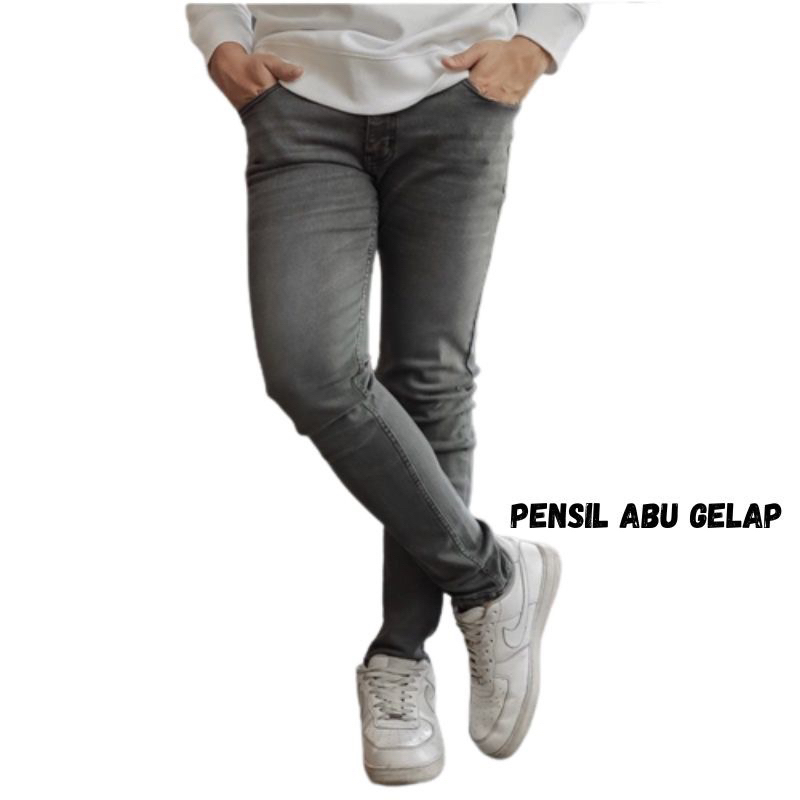 Celana panjang jeans pria pensil skinny slimfit bahan melar street / Celana jeans pria premium