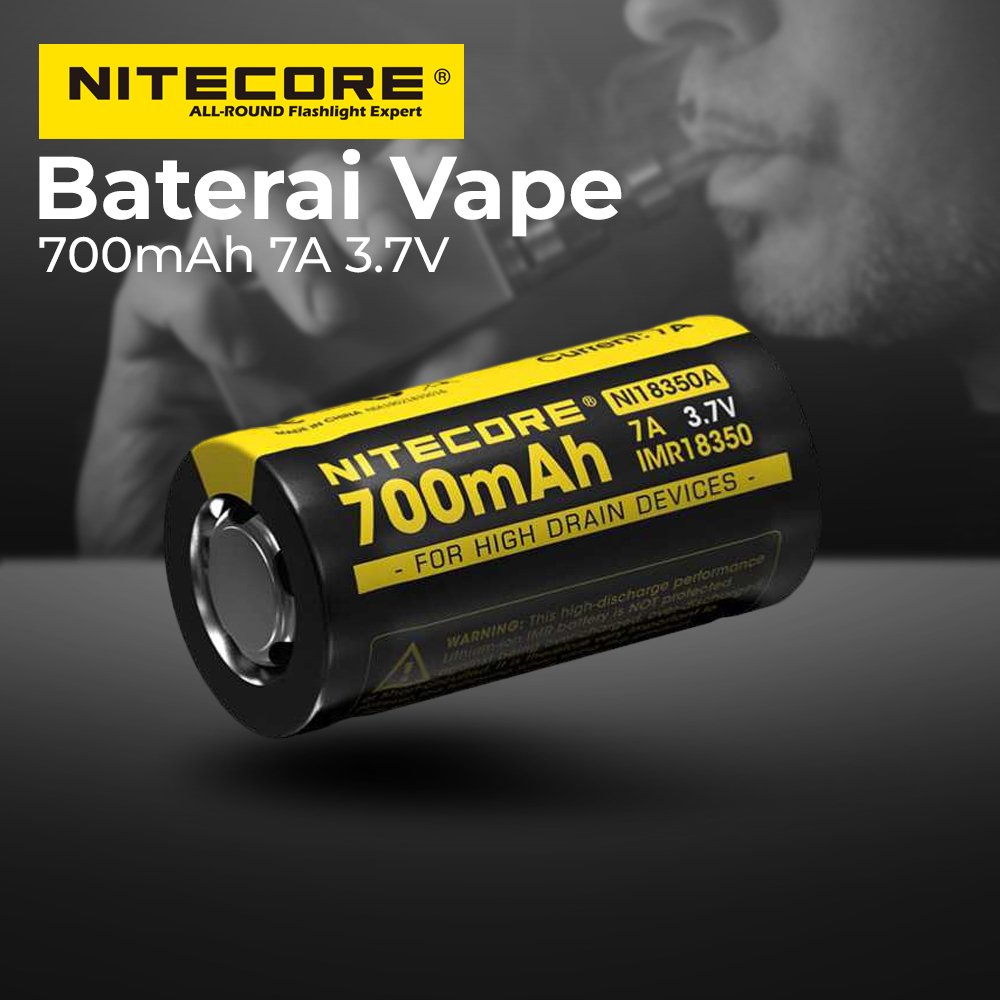 NITECORE IMR18350 Baterai Vape 700mAh 7A 3.7V - NI18350A - Yellow