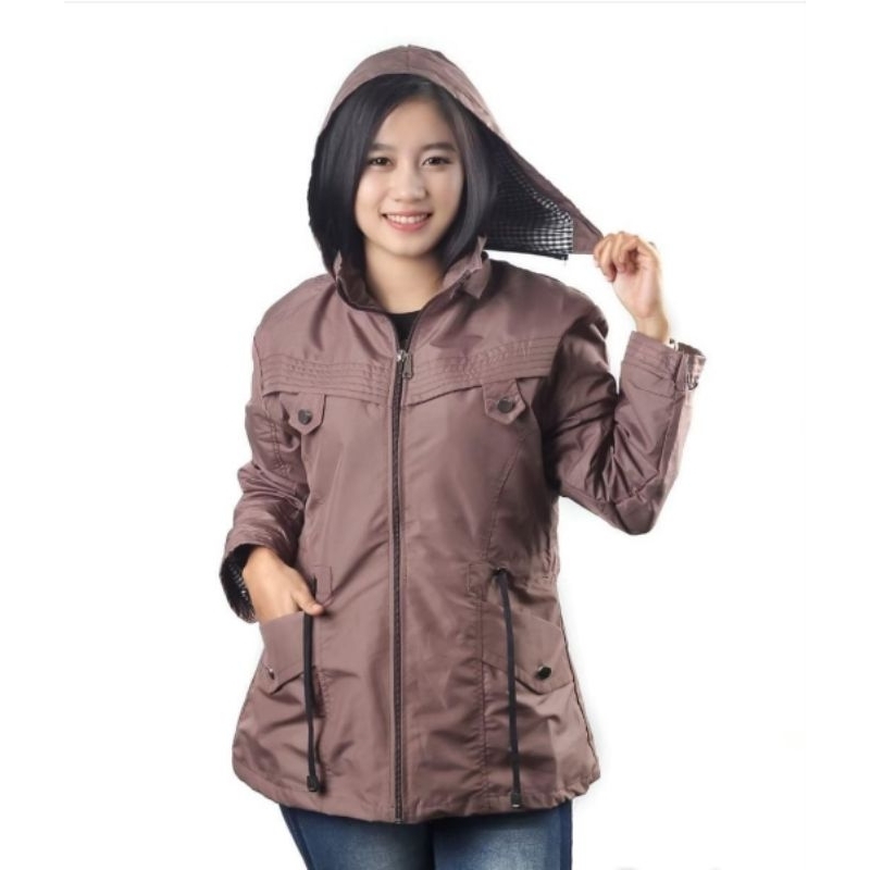 Jaket Parka Polos Wanita/Cewek Hoodie Waterproof | OOTD Jaket Wanita Anti Air Best Quality!