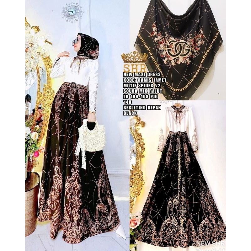 Gamis rajut mix scuba spider ORI SHR import