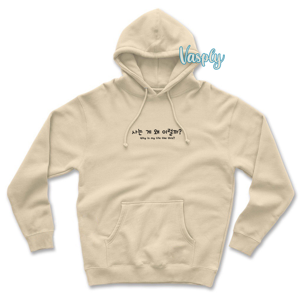 VASPLY Sweater Hoodie Pria Wanita Oversize Why Is My Tulisan Jepang Bahan Fleece Tebal Premium Distro