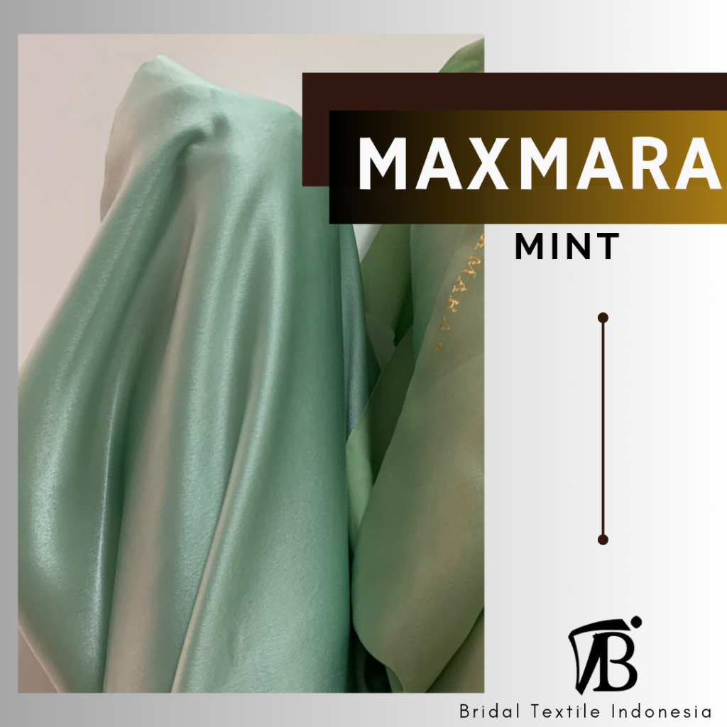 Bahan Kain Satin Maxmara Original Premium Lux Luxury Kebaya Gaun Pengantin Bridesmaid Warna Hijau Mi