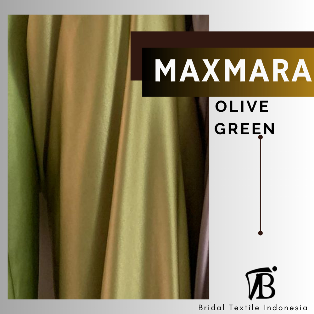Kain Bahan Furing Satin Maxmara Original Premium Lux Luxury Gaun Kebaya Dress Warna Hijau Olive Gree