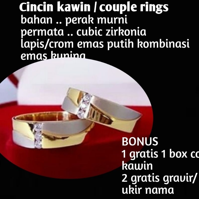 cincin kawin / Couple rings lapis/ceom emas putih dan emas kuning