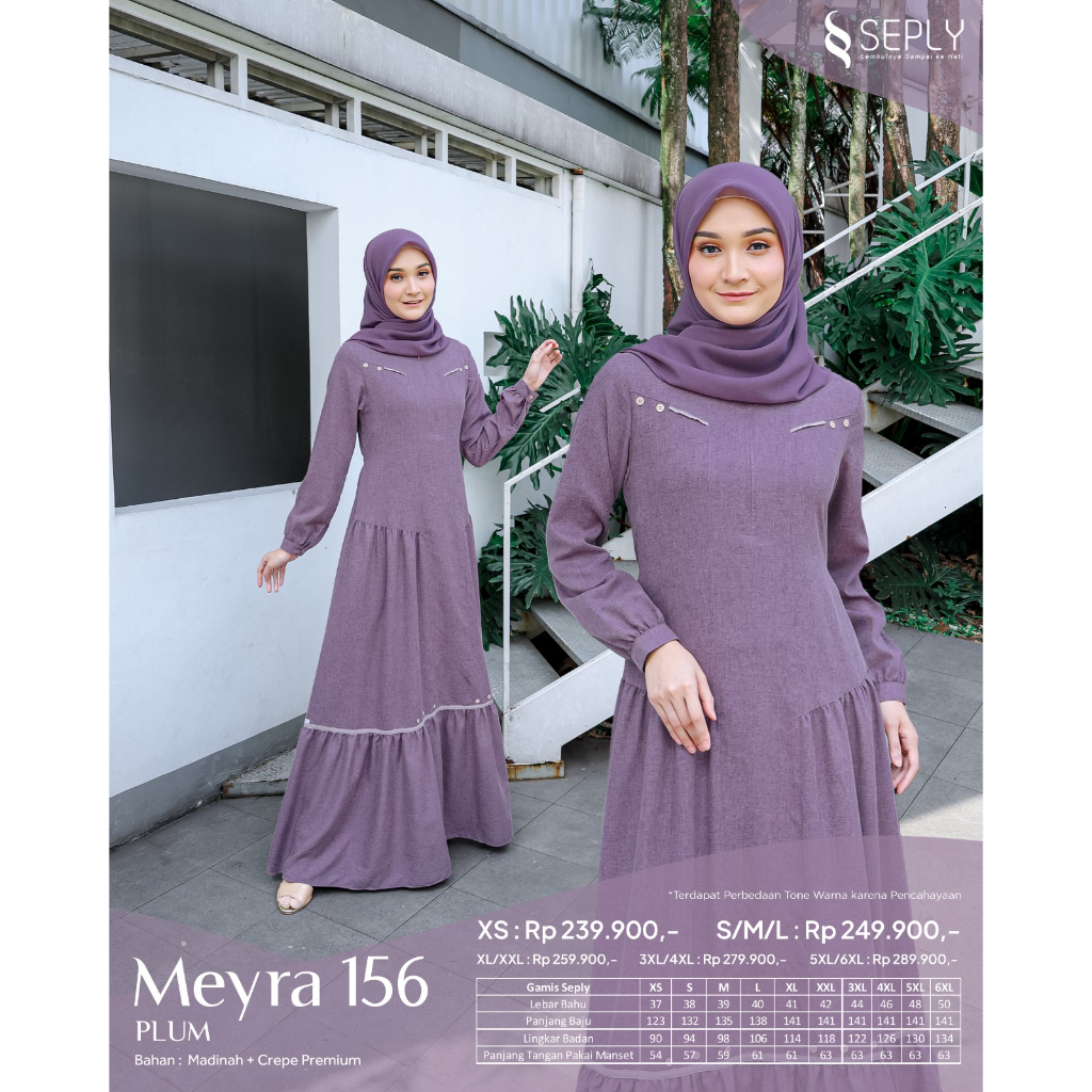 Seply Gamis Polos Kombinasi 2 Warna Meyra 156
