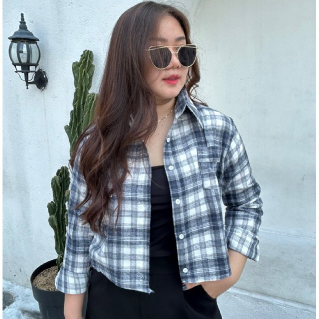 RULIF Geppy Shirt croptop / Kemeja croptop flanel kotak