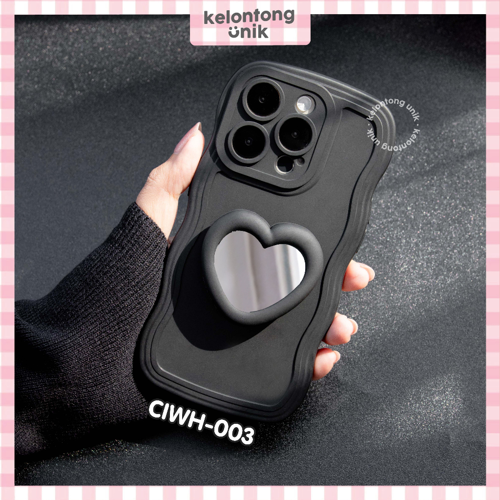 (Seri 2) For iPhone - Heart You Wavy Case with Mirror Griptok -  Softcase/ Casing for iPhone 7+ 8+ X XS XR XSMAX 11 12 13 14 MINI PRO PROMAX