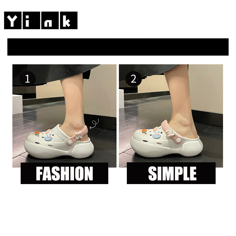 Yink Sendal Wanita Kekinian Import Terbaru Sendal Wedges Sandal Kodok Sendal Crocs Slip On Jibbitz Fuji Baim Viral Sandal Selop Empuk Eva Platform Stiker 3D Sol Tebal