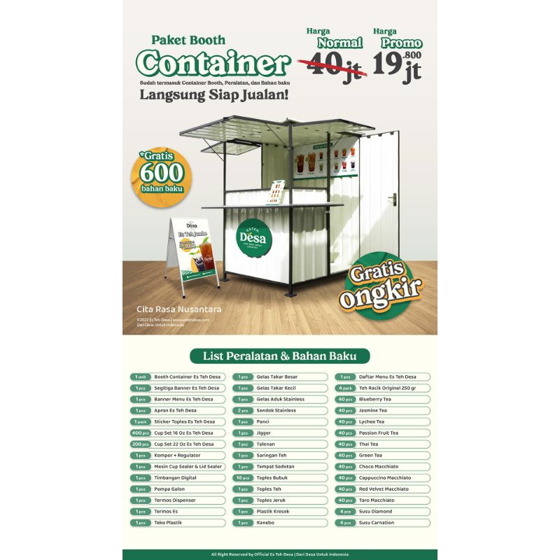 PAKET BOOTH CONTAINER ES TEH DESA