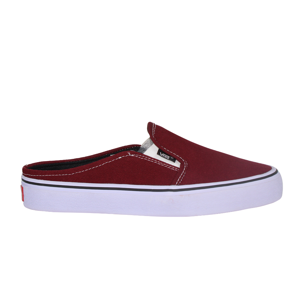 Vans Sepatu Sandal Bustong Slip On Pria Tanpa Tali Marun Slop Casual Kanvas Cowok Simpel