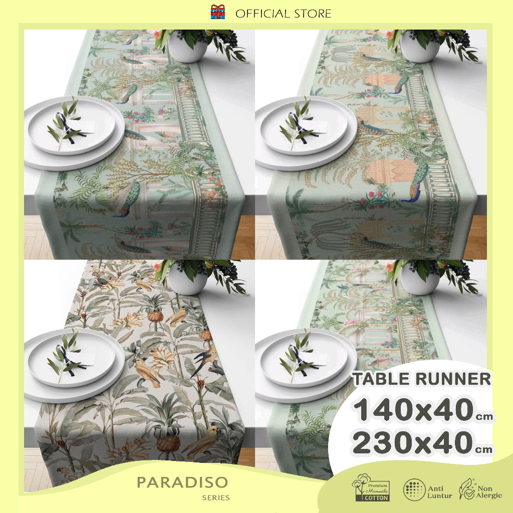 Table Runner Taplak Meja Print Motif Paradiso Series 140x40 dan 230x40 cm - Pusat Kado Murah