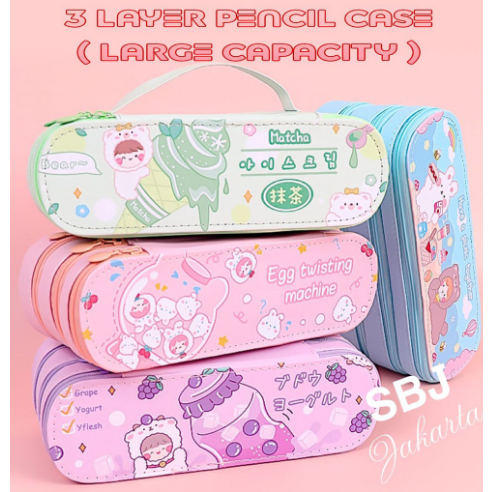 

Tempat Pensil / Kotak Pensil 3 Layer Korean Style / Pensil Case