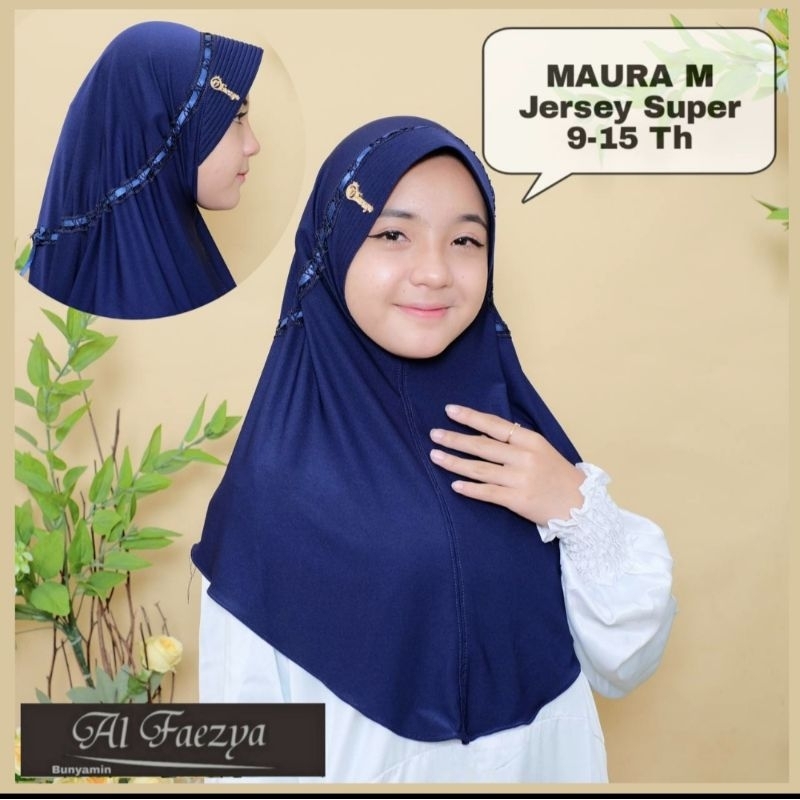 753 Maura M Jilbab Anak Serut Pita  Sekolah Jersey Super/Hijab AF Alfaezya ori By Bunyamin