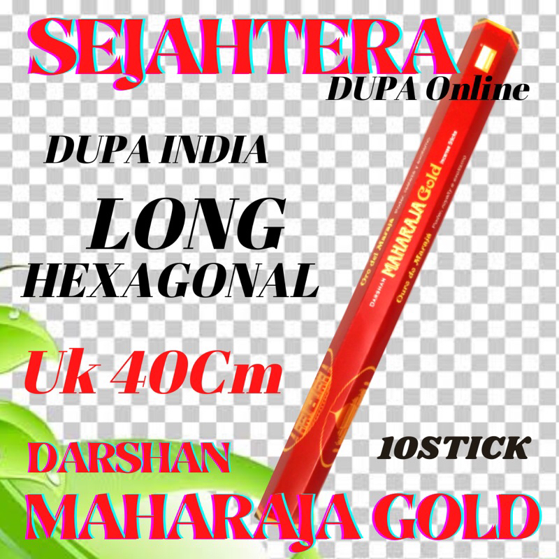 Dupa Hio India Hexa Long Uk 40Cm Darshan “MAHARAJA GOLD” Kotak isi 10btg