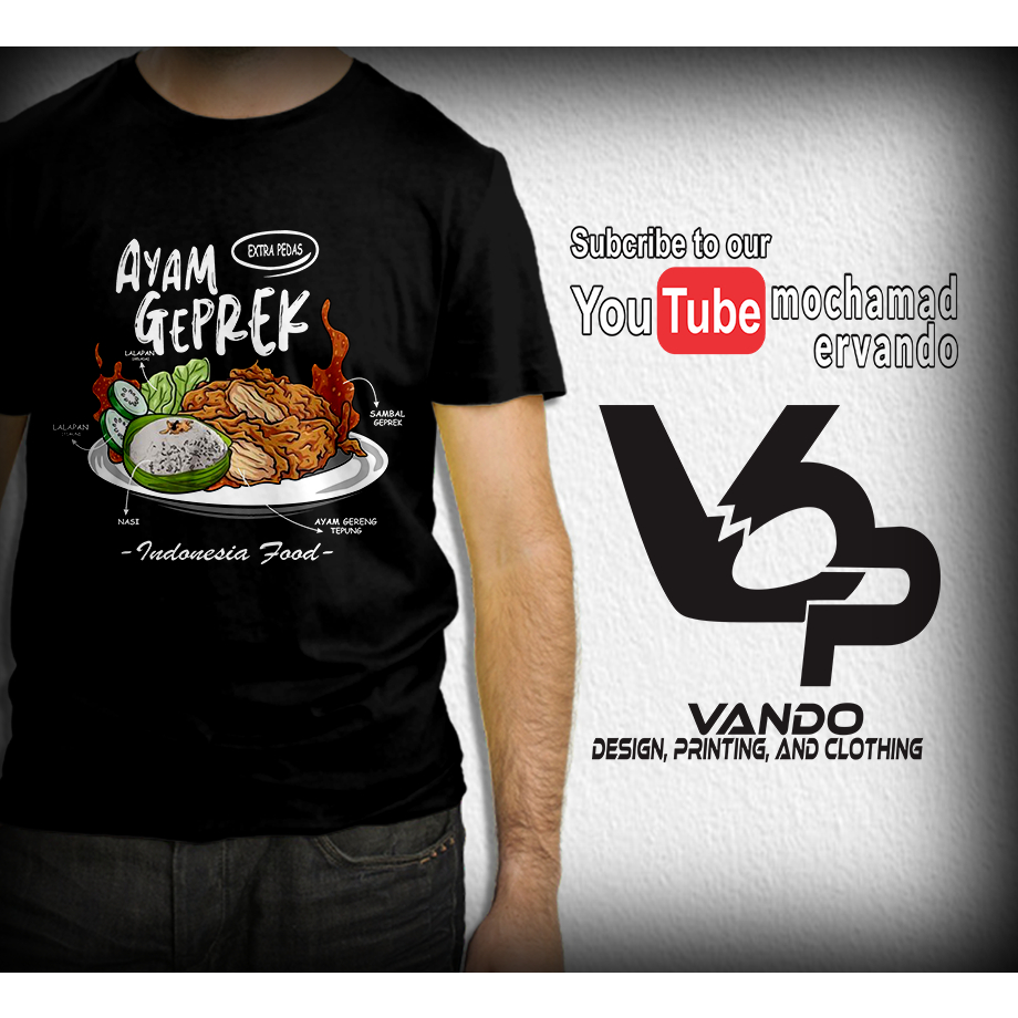 BAJU KAOS AYAM GEPREK / KAOS DISTRO / TSHIRT MAKANAN KULINER INDONESIA FOOD