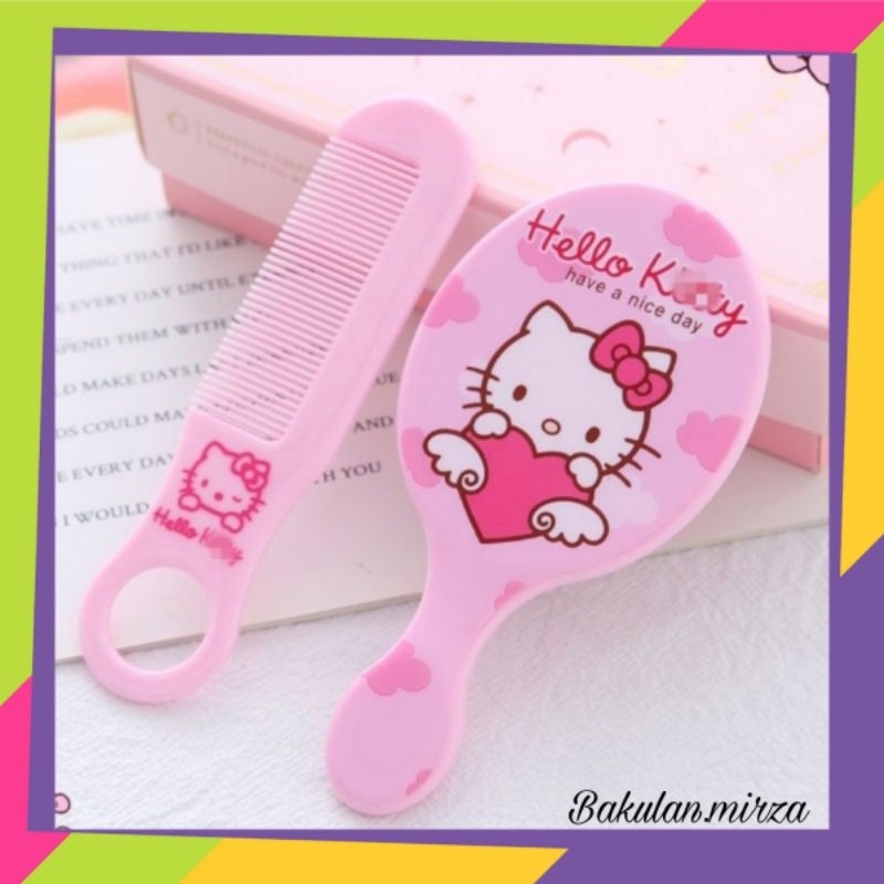 Cermin + Sisir Gagang kecil