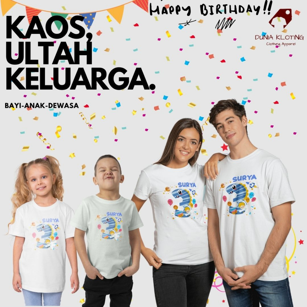 FREE NAMA KAOS ULANG TAHUN Couple Family / Baju Ulang Tahun Anak Keluarga