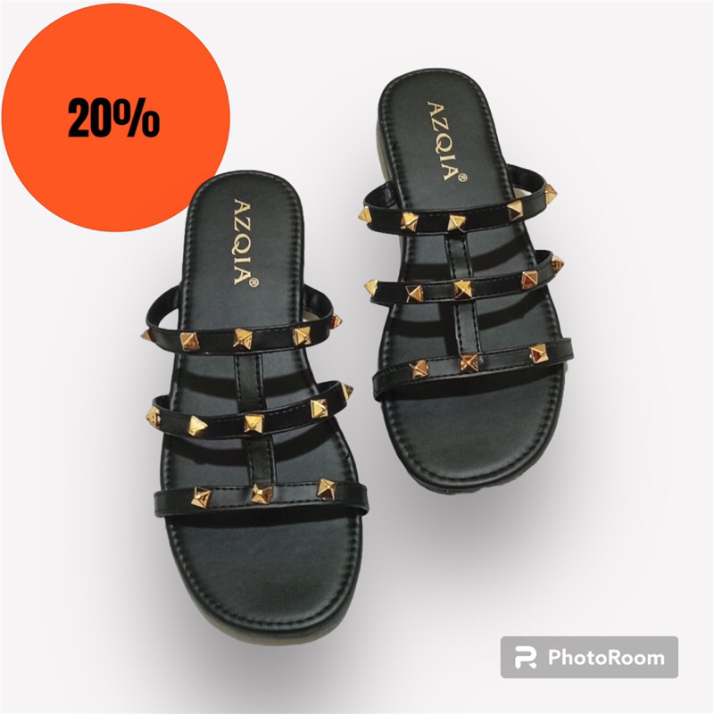 sandal flat selop wanita stoded  piramit sandal tali