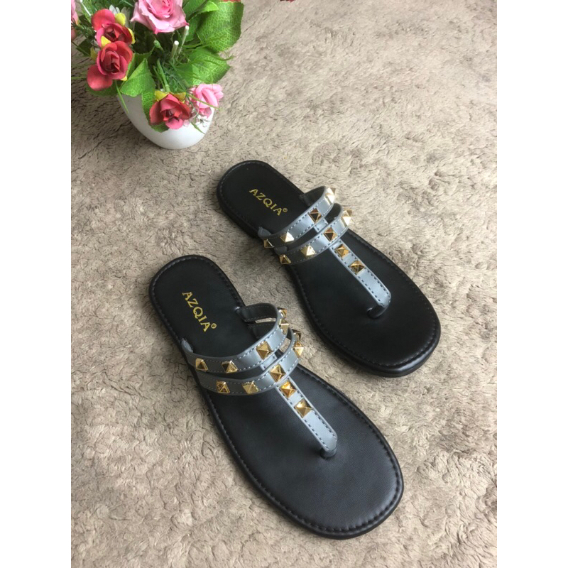 Sandal flat wanita stode piramit model korea flagship