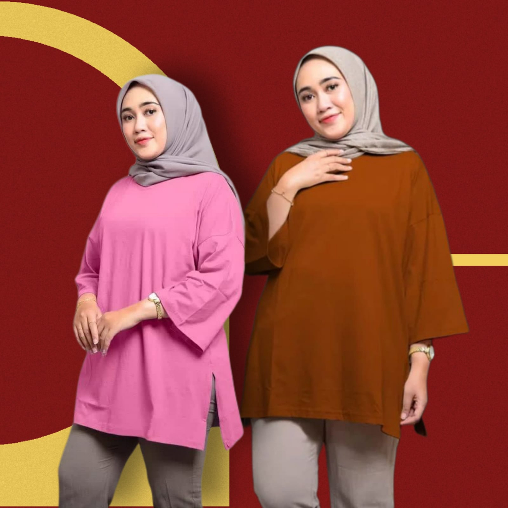 Charyatink - Atasan Tunik Polos Wanita Bahan Babyterry Premium M/L/XL/XXL Isi 5 Pcs