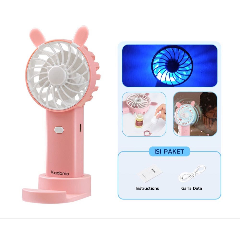 MINI FAN 2 IN 1 KIPAS INCLUDE LAMPU Doraemon / Hello Kitty / Bunny / Minion Blower Bearbrick Beruang Bear Brick