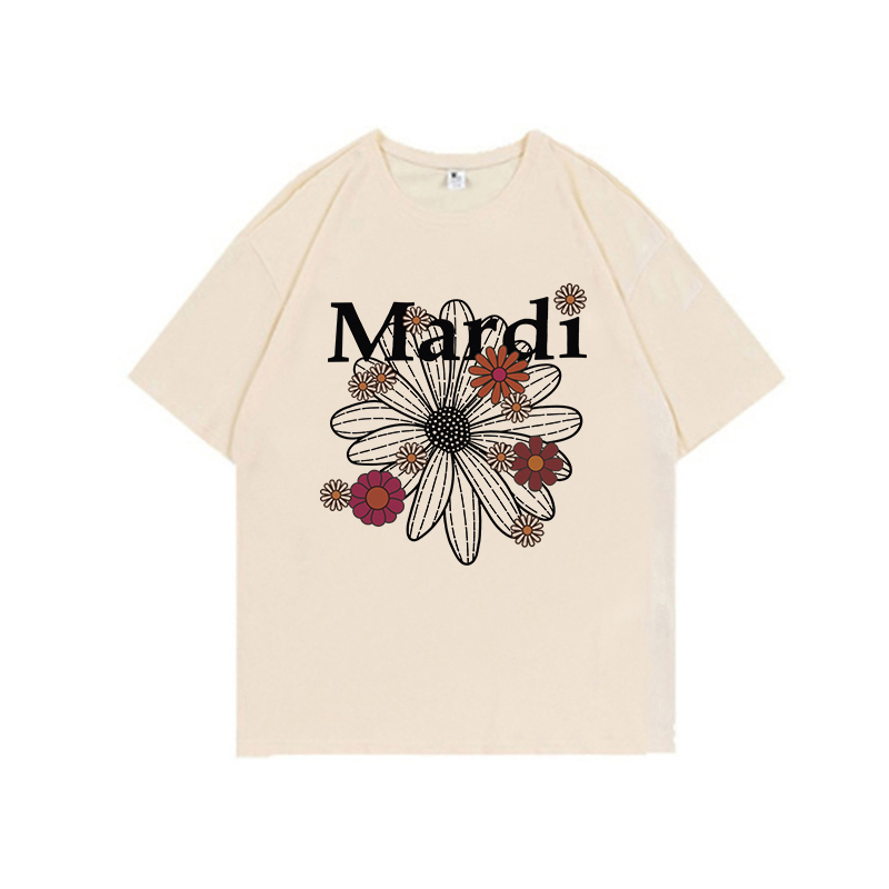 kaos atasan wanita/korean style lengan pendek letter daisy motif printed t-shirt oversize kaos basic