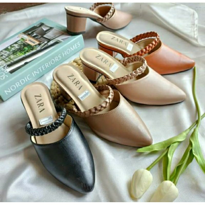 Selop Heels Pesta Hak Tahu 5cm Sandal Slop Wanita Murah Terbaru Kekinian