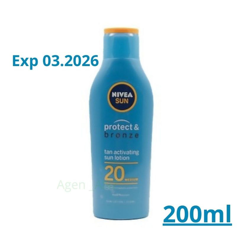 Nivea sun protect &amp; bronze tan activating sun lotion 20 medium 200ml Nivea sun after sun moisture cooling and 48h moisture 200ml Nivea sun protect &amp; moisture spray spf 30 pa+++ 150ml Nivea after sun moisture spray 200ml