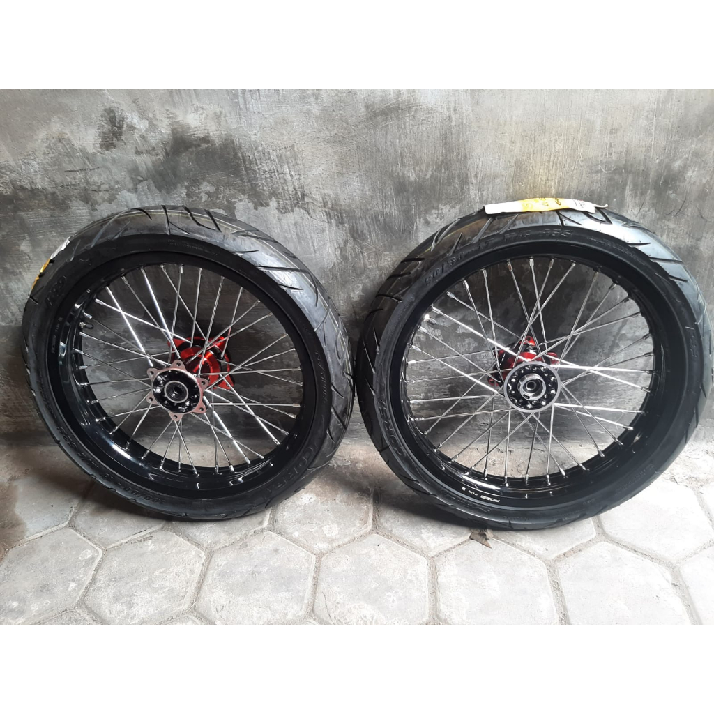 roda semi cacing kawasaki KLX 150 Series Wheelset D-Tracker Supermoto Kecil Ban Corsa Baru