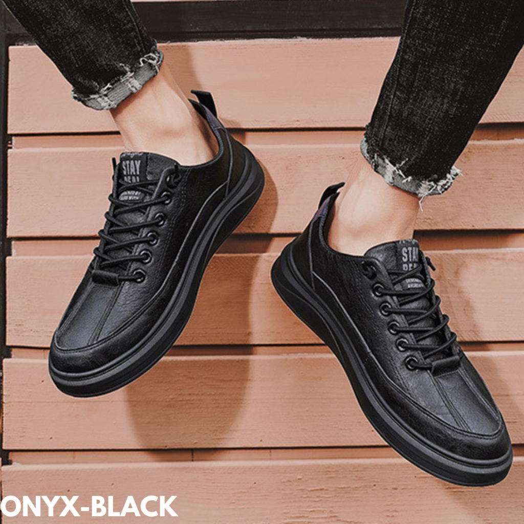 Gypsy - Sepatu Sneakers Pria Moderen Stylish Cakep Bagus Nyaman Bahan Pu Berkualitas Import Onyx