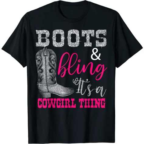 Baju Kaos Dewasa Funny Cowgirl Boots Bling Women Sleeveless Gift Cute Love Country Life T-Shirt, Bla