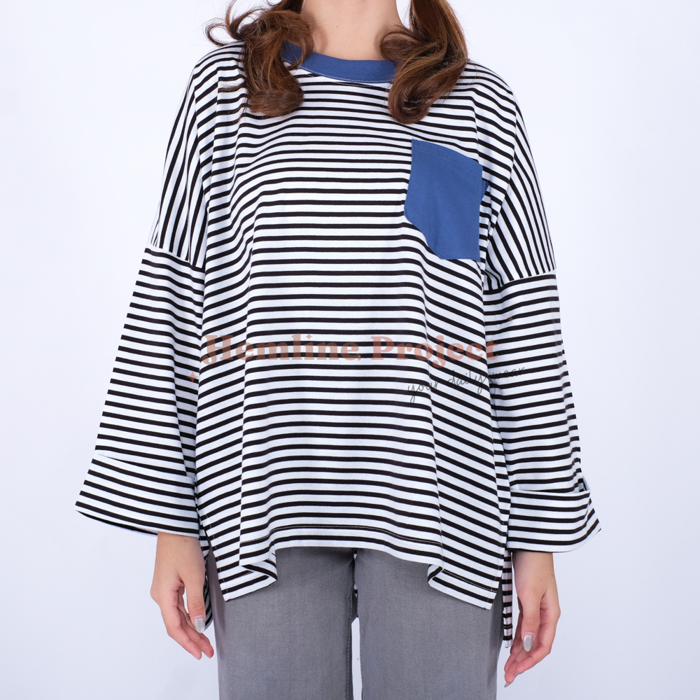 Hanaa Oversized Black Stripe Denim