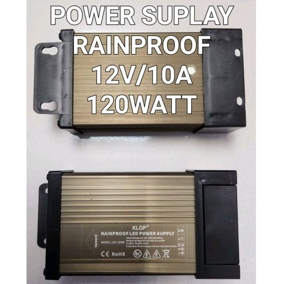 ADAPTOR KALENG RAINPROOF 12 volt 10 ampere 120 watt KLOP power supply box outdoor bisa kena hujan luar ruangan cocok untuk lampu led kamera cctv