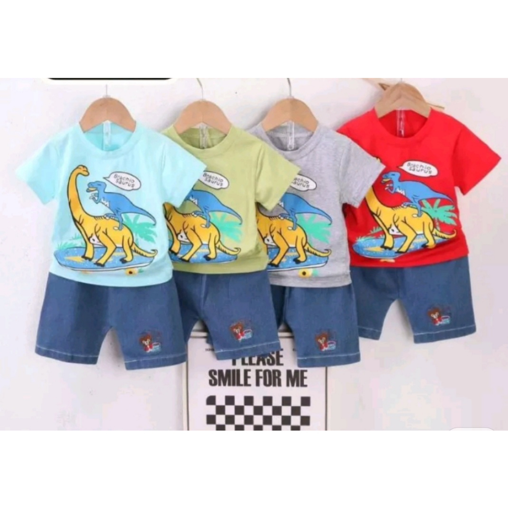 SETELAN JEANS IMPORT ANAK LAKI LAKI USIA 1 - 4 TAHUN/ BAJU JALAN / SET HOTPANT JEANS IMPORT