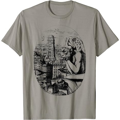 Baju Kaos Dewasa Notre Dame Paris France Gargoyle Statue T-Shirt Pakaian Fashion Atasan Distro Remaj