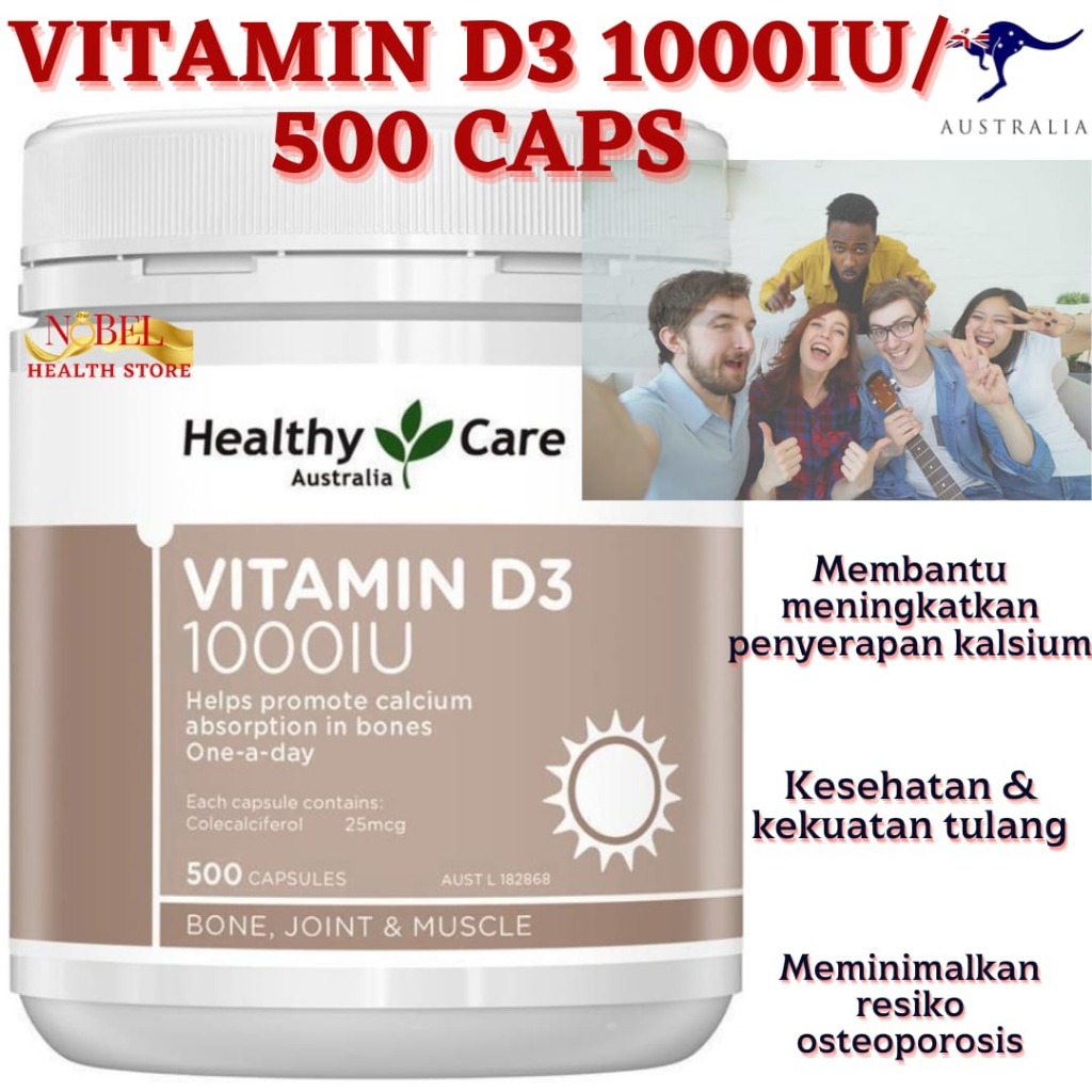 Healthy Care Vitamin D3 1000IU 500 Capsules