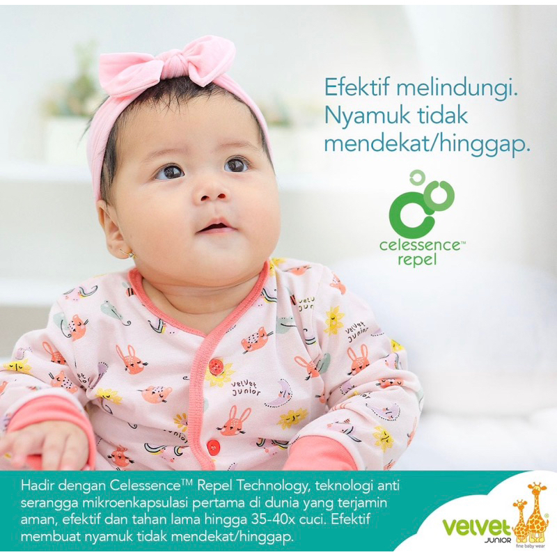 Velvet Junior Setelan Panjang Anti Mosquito ( Kancing Tengah ) - Piyama Anak