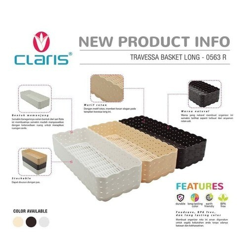 Claris Travesa Rotan 0563 Keranjang Plastik Nampan Tray Baki