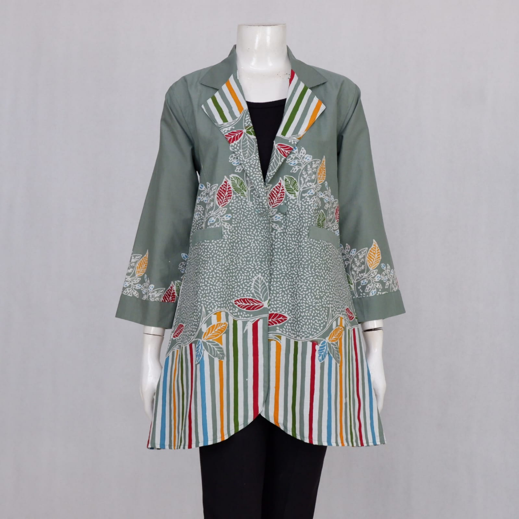 Outer Amarantha 01 -  Blezer Batik Cap Premium | Vest Batik Wanita Lengan Panjang - Langitjua Batik Solo