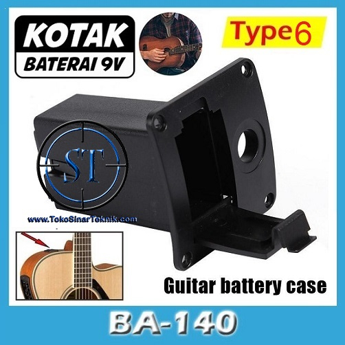 Battery Holder Case 9v Box Cover ABS for Guitar Bass Active Pickup Connector Replacement BA-140-L Type 6