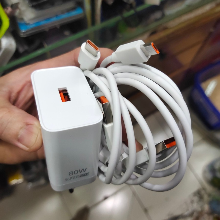 CHARGER 80W SUPER VOOC FAST CHARGING MICRO USB &amp; TIPE C (LEBAR) KUALITAS SUPER MANTUL