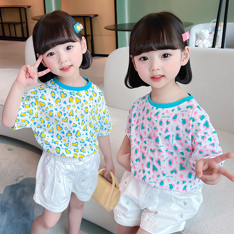 Kaos Anak Perempuan Kaos anak model korea, Kaos T-Shirt Baju Atasan untuk anak Perempuan motif LEOPARD Baju anak perempuan casual tee import 1- 5 tahun