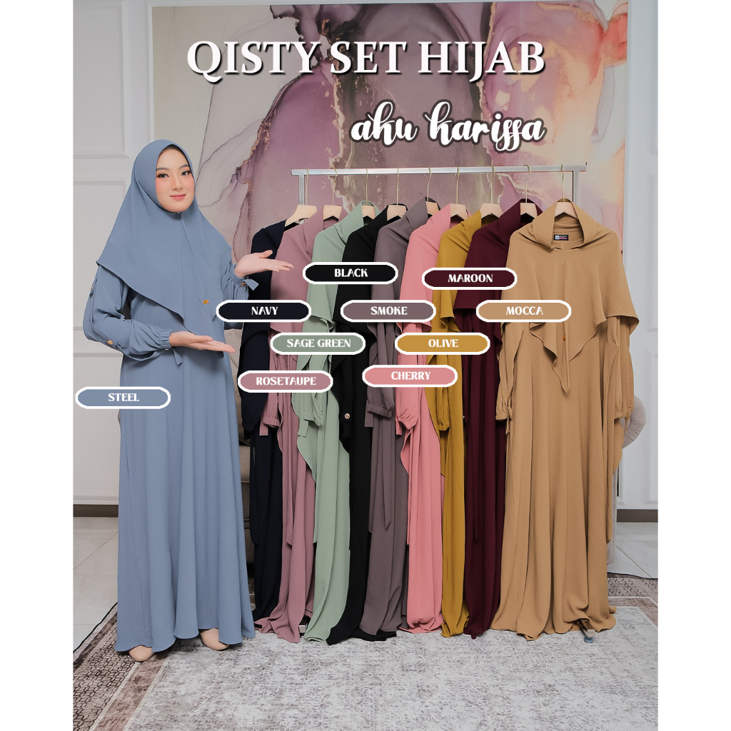 Qisty Set Hijab Ori Aku Karissa Bahan Cringcle