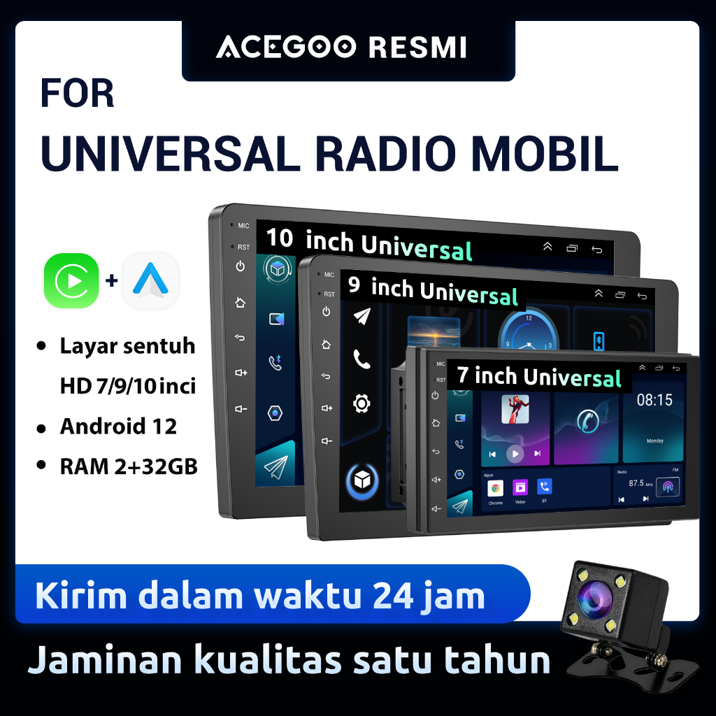 ESSGOO Headunit 7/9/10inci  Android13  4+32GB IPS Screen Android CarPlay 2 Din Multimedia MP5 Player Mirror link Vedio Support WiFi GPS 26UI Car Radio