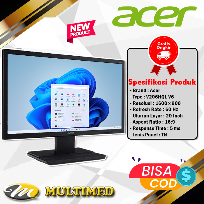 Layar Monitor ACER 20 Inch V6 V206HQL HD