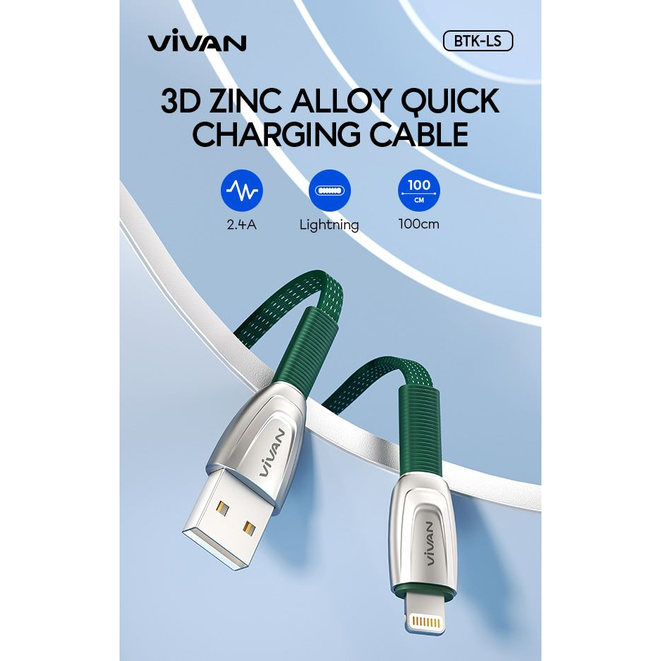 VIVAN Kabel Data Micro BTK-MS / Type C BTK-CS / Iphone BTK-LS Fast Charging Original 3A - 1M - Garansi Resmi 1 Tahun BY SMOLL